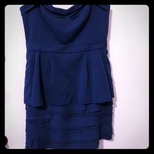 BCBG size 12 blue ruffled tiered dress